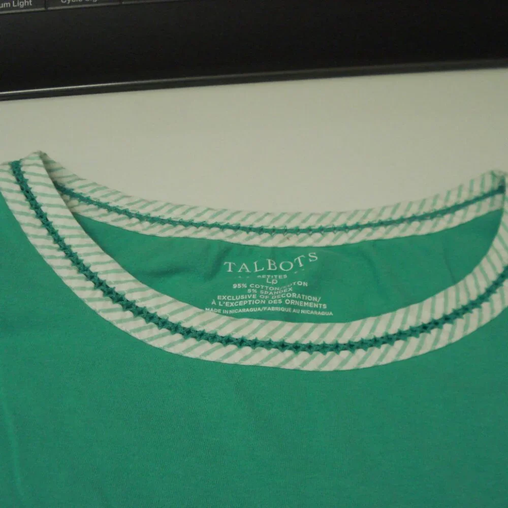 Talbots Petites 3/4 Sleeve Green Pullover Top Size LP - Picture 3 of 8